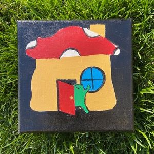 frog in mushroom house painting:)